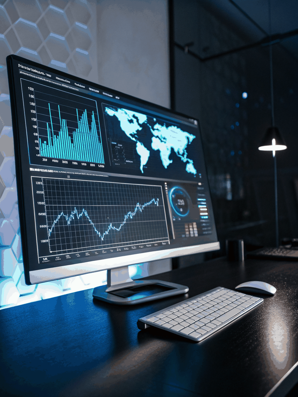 Abstract financial data visualization with high contrast